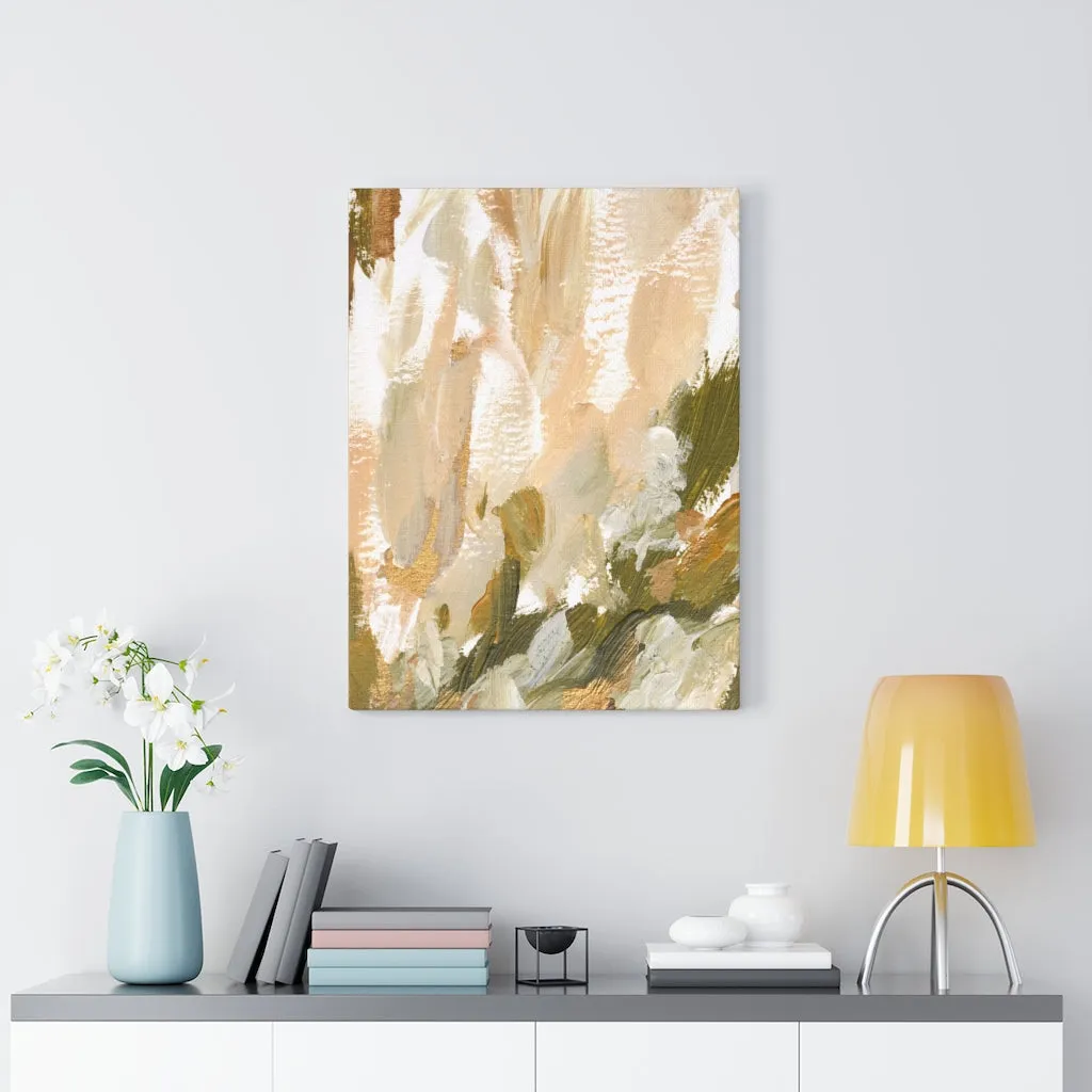 Abstract Canvas Art | Brown White Beige Green