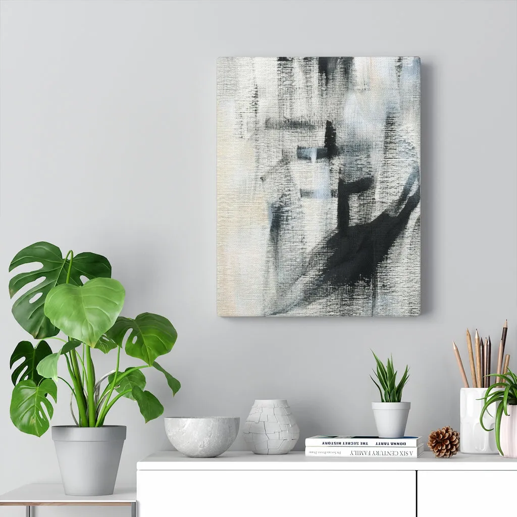 Abstract Canvas Art | White Beige Black