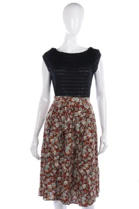 Anne Brooks Vintage Skirt Brown Floral Design Size 10