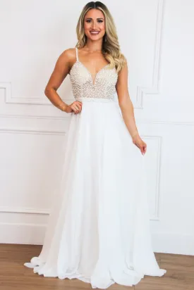 Beaded Beauty Chiffon Wedding Dress: White