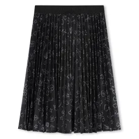 Black Glitter Pleated Skirt