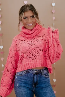 Call Me Maybe Cable Knit Sweater, Pink