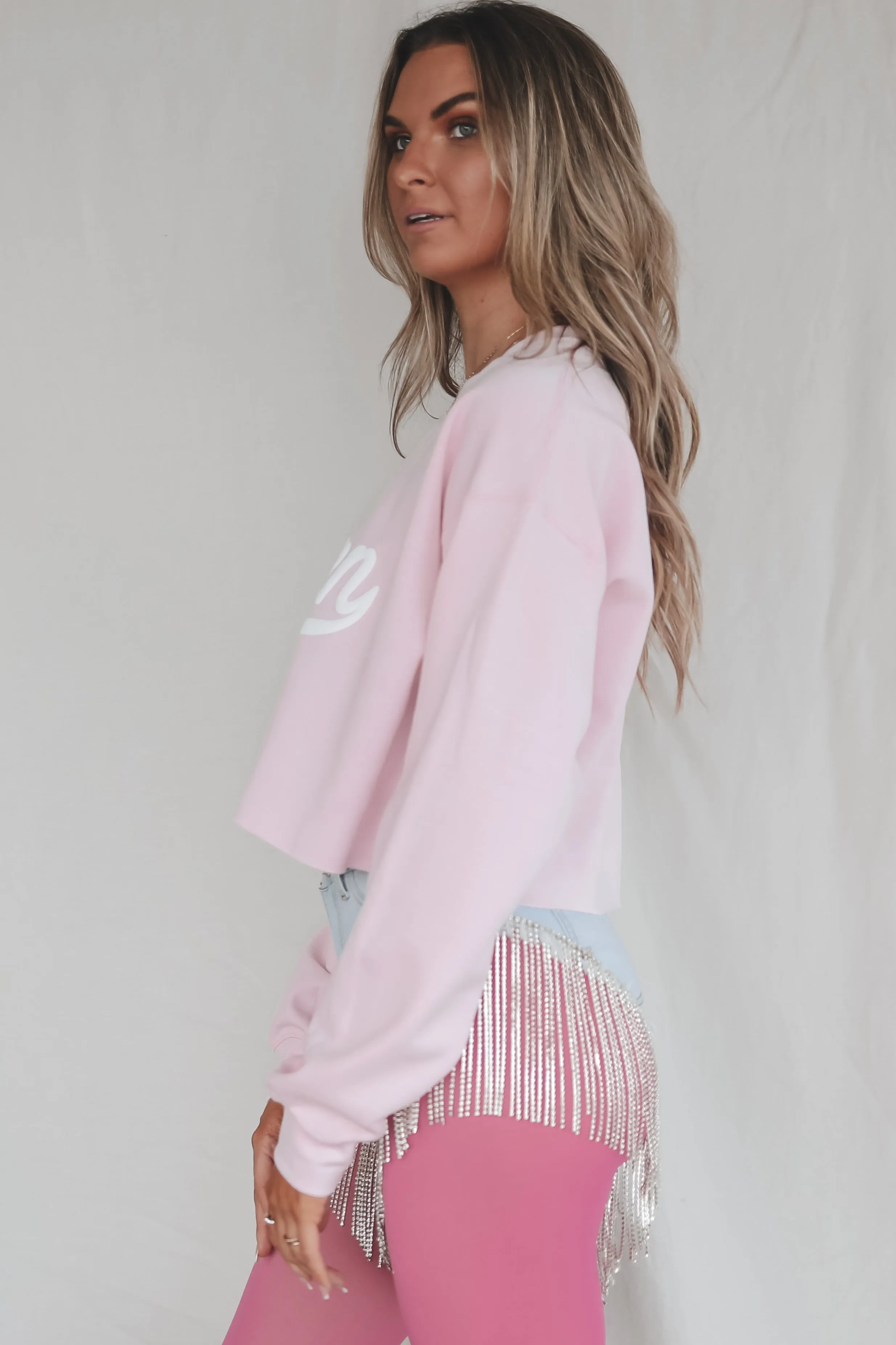 DEAL Hey Taken Babe Lilac Cropped Pullover