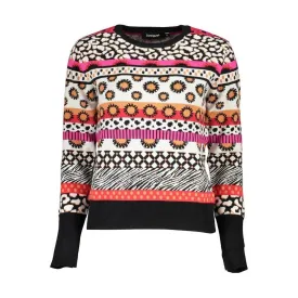 Desigual Chic Pink Contrast Crew Neck Sweater