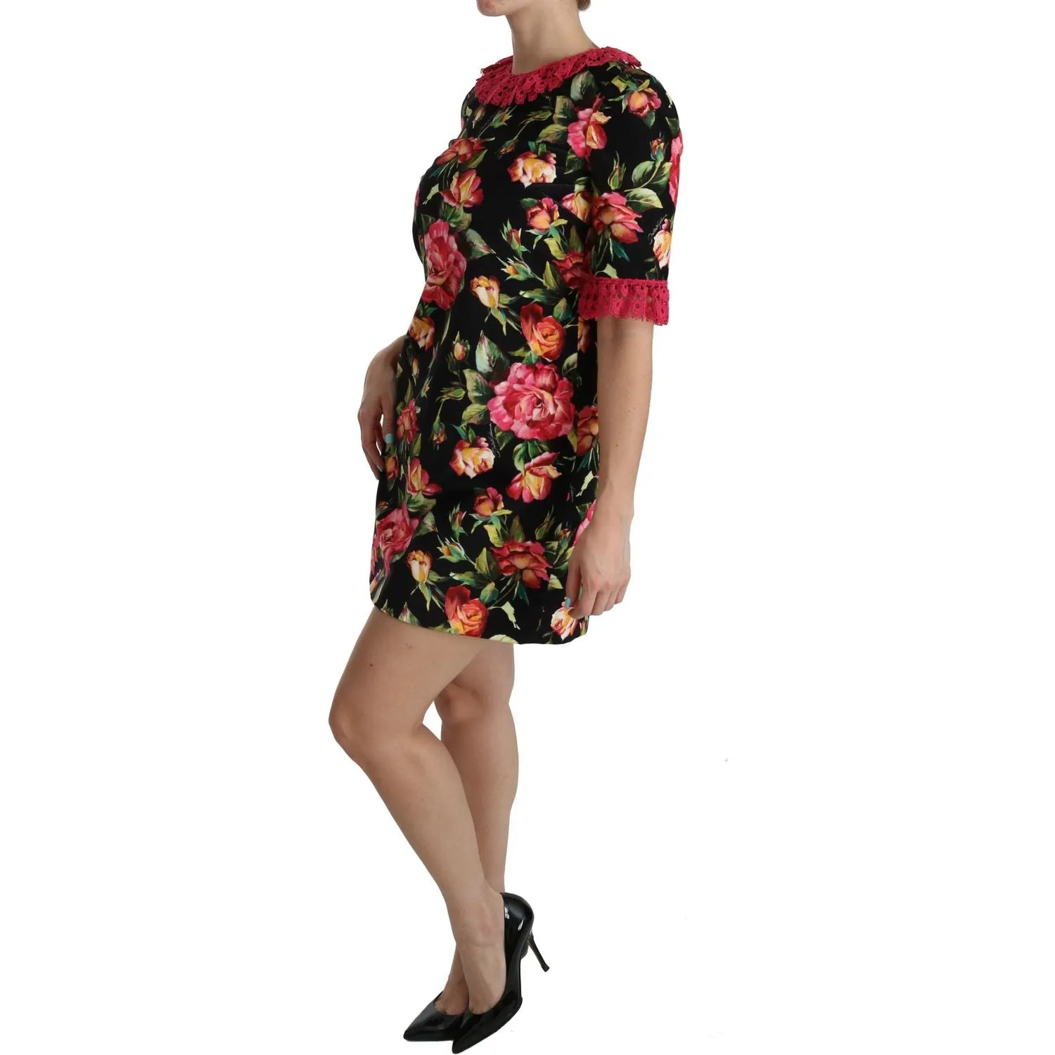 Dolce & Gabbana Elegant Floral Lace A-Line Mini Dress