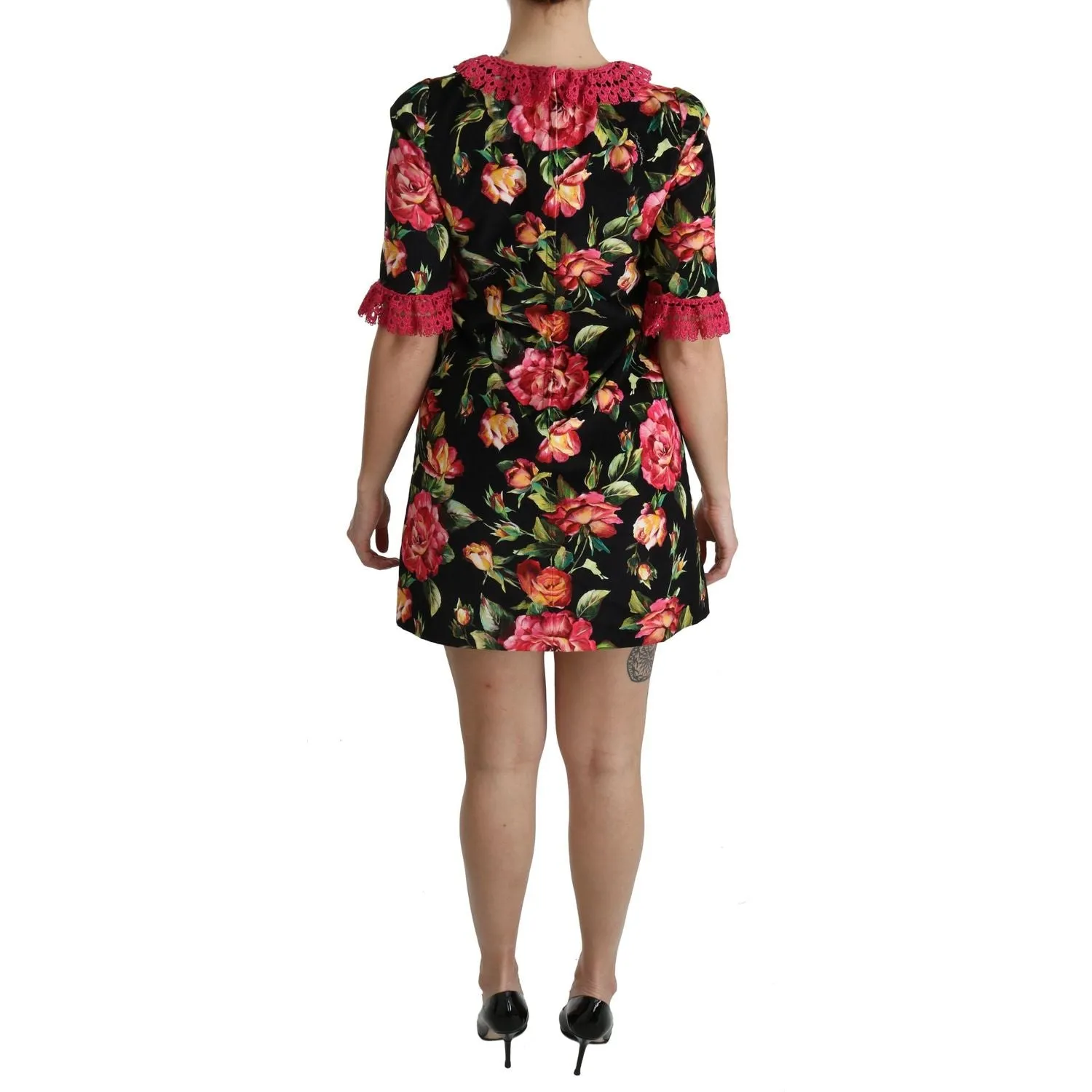 Dolce & Gabbana Elegant Floral Lace A-Line Mini Dress