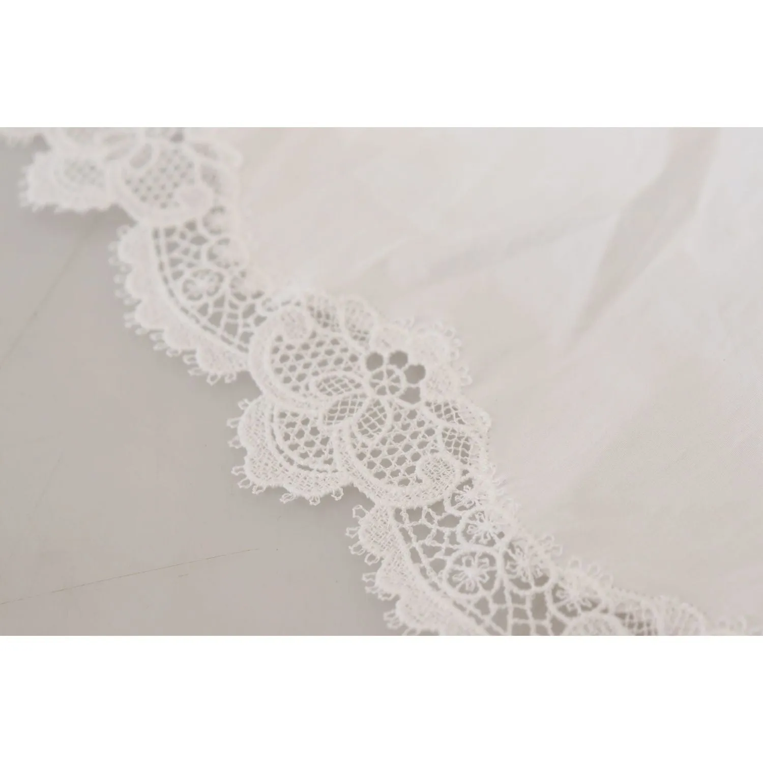 Dolce & Gabbana Elegant White Lace Trim Cotton Blouse