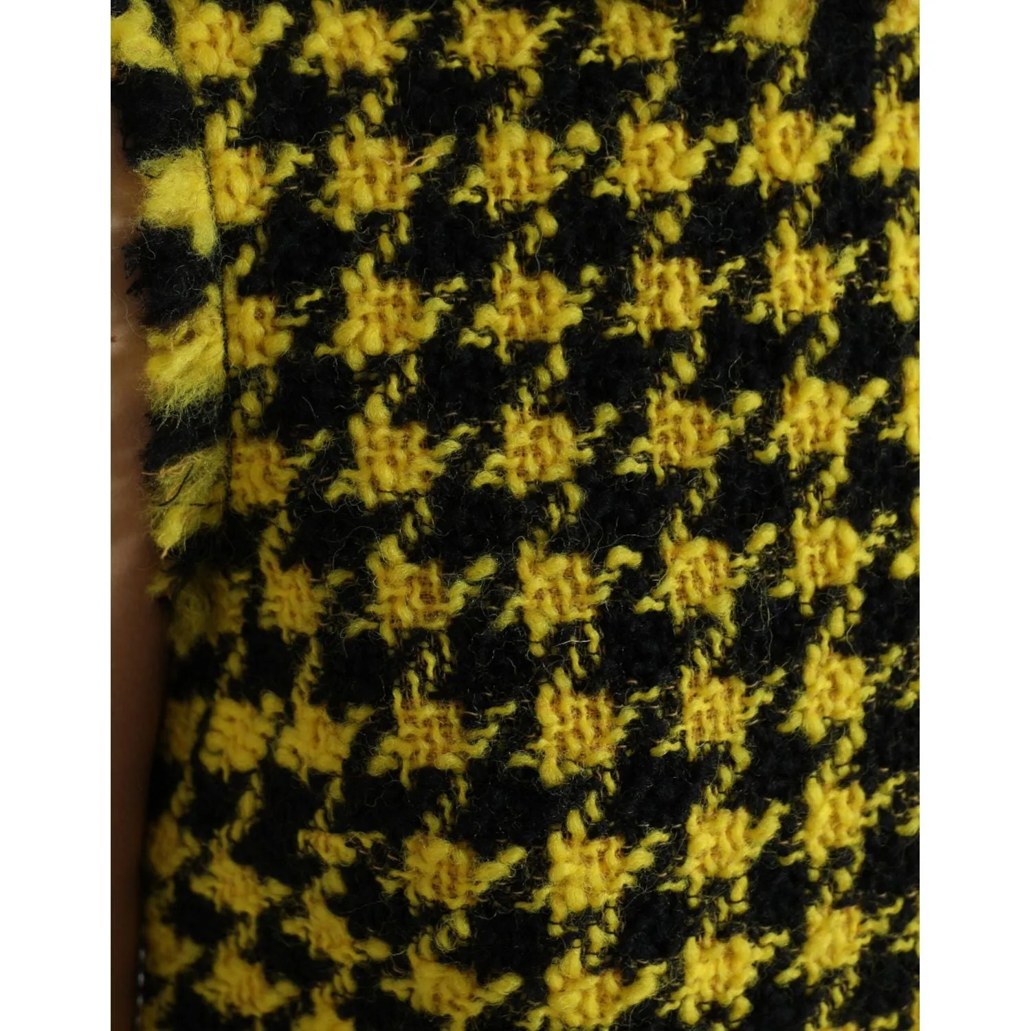 Dolce & Gabbana Houndstooth Knitted Chic Yellow Mini Skirt