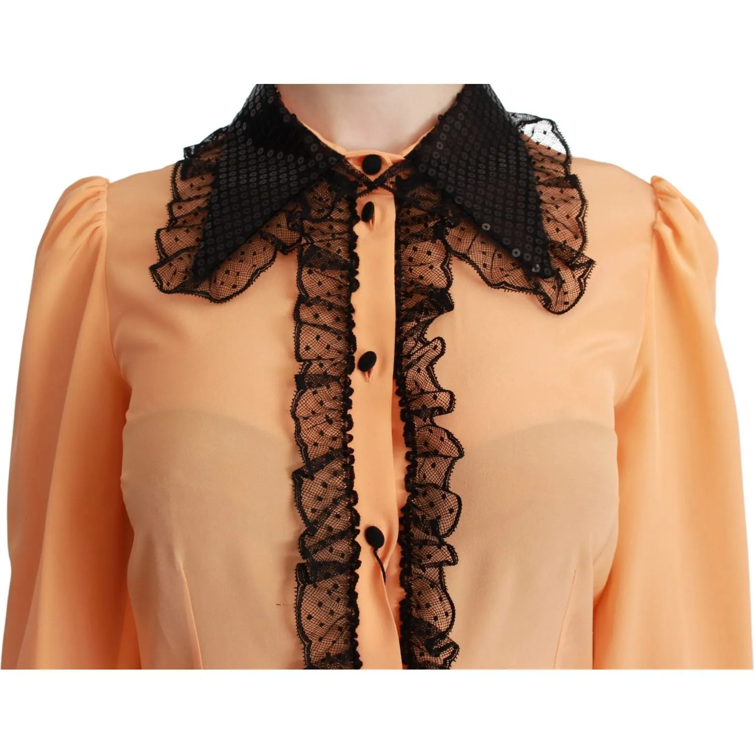 Dolce & Gabbana Silk Blend Yellow Blouse with Sequined Collar