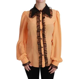 Dolce & Gabbana Silk Blend Yellow Blouse with Sequined Collar