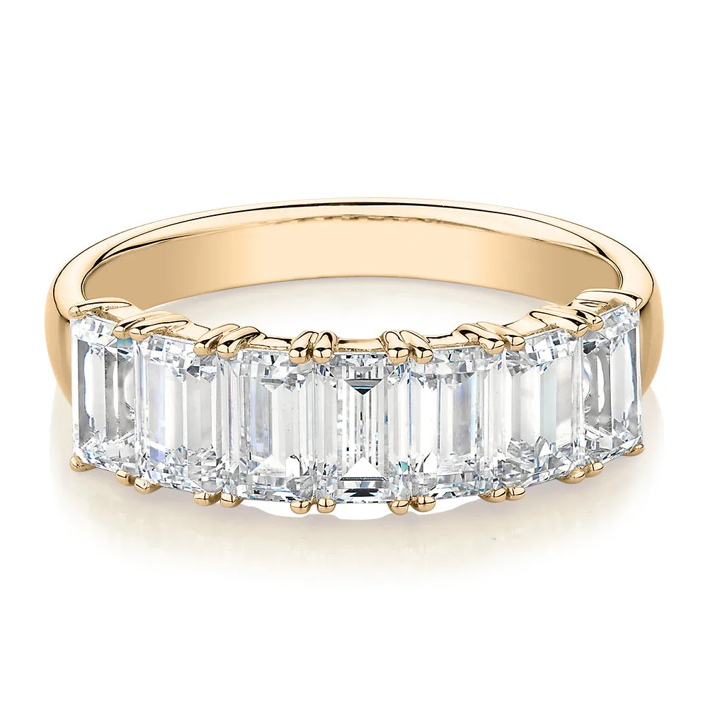 Dress ring with 2.1 carats* of diamond simulants in 10 carat yellow gold