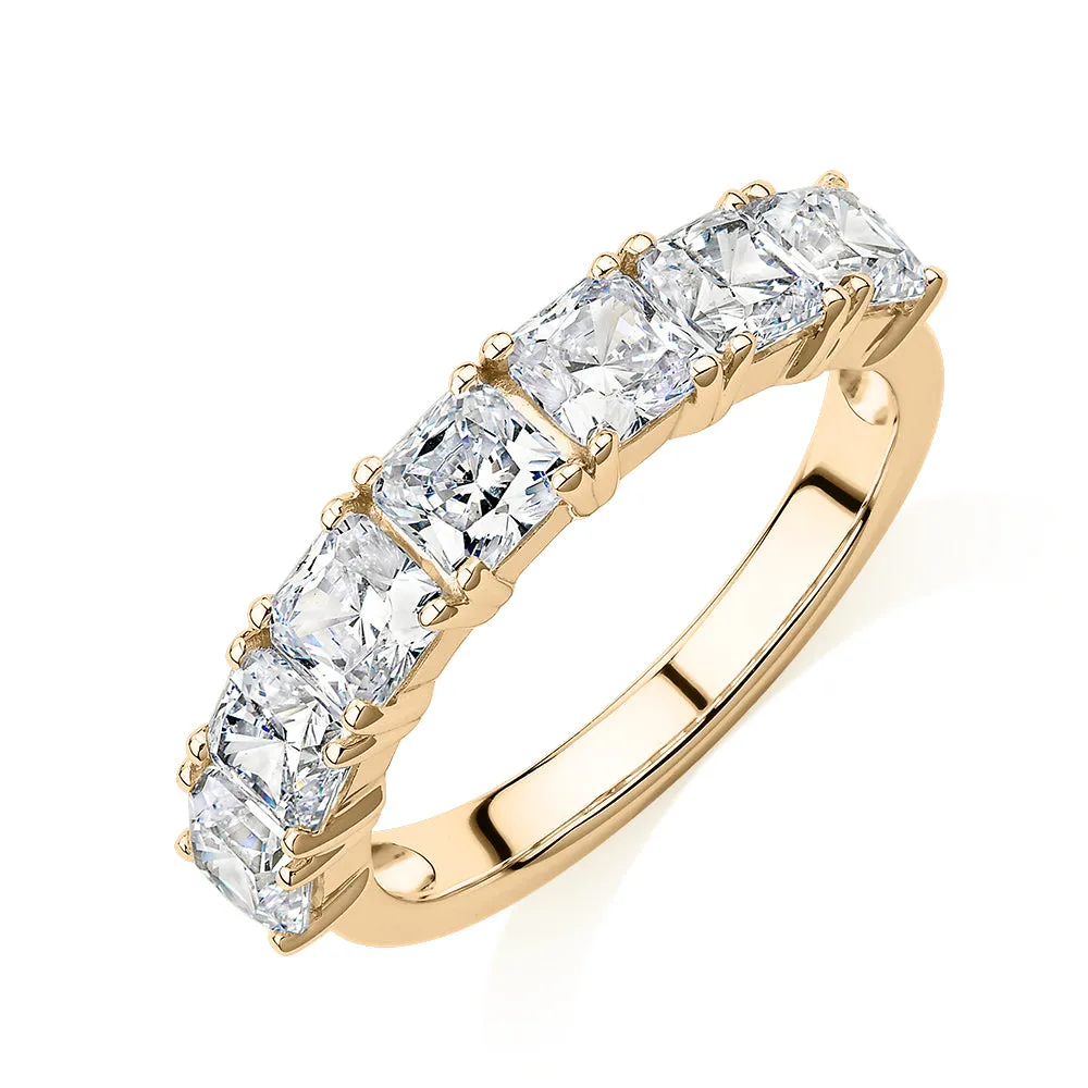 Dress ring with 2.73 carats* of diamond simulants in 10 carat yellow gold