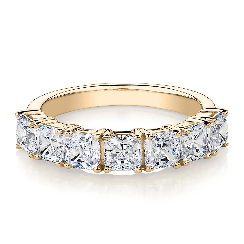 Dress ring with 2.73 carats* of diamond simulants in 10 carat yellow gold