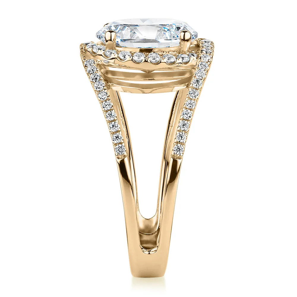 Dress ring with 2.95 carats* of diamond simulants in 10 carat yellow gold