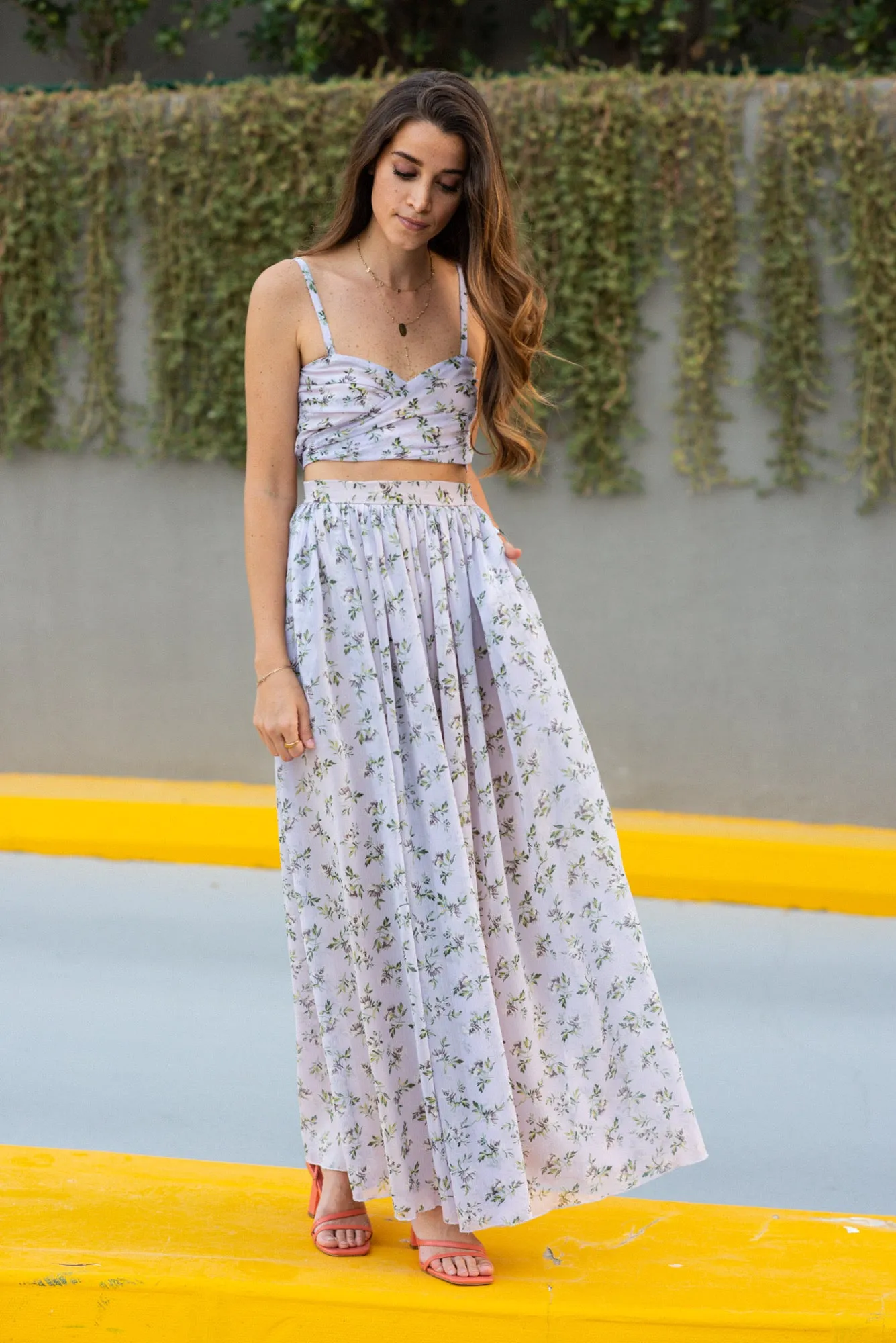 Floral midi skirt