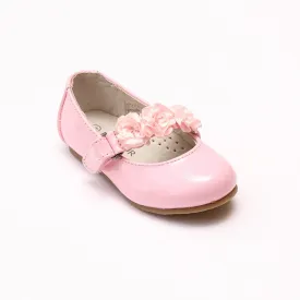 L'Amour Girls Y535 Patent Pink Rosette Flats