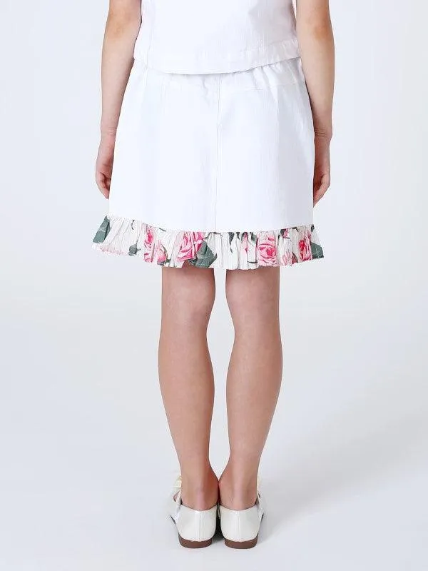 One Friday Off White Denim Skirt