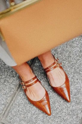 Point Toe Strap Flats