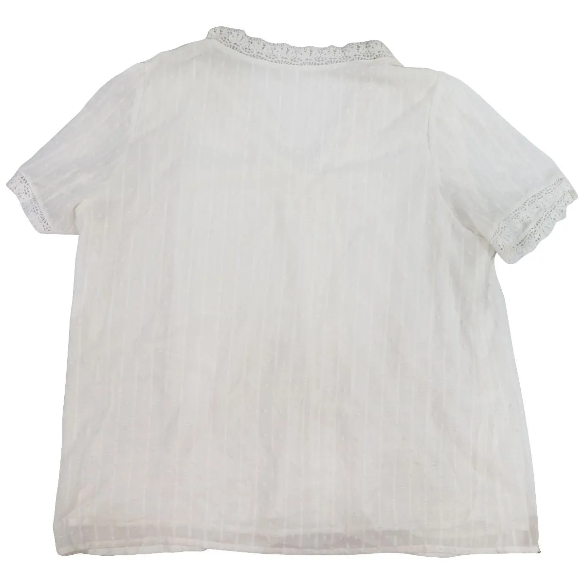 Premium Blouse with Lace Trim Design - Women&#39;s Size 2XL - White