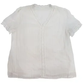 Premium Blouse with Lace Trim Design - Women&#39;s Size 2XL - White