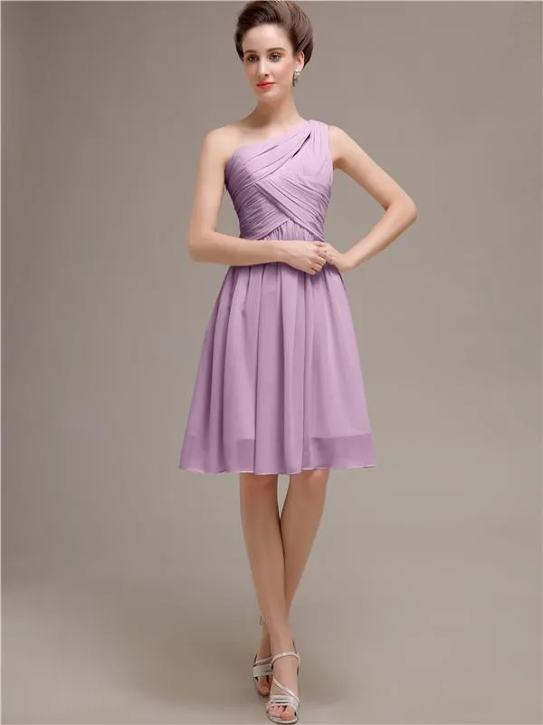 Pretty One-shoulder A-line Knee-Length Bridesmaid Dresses