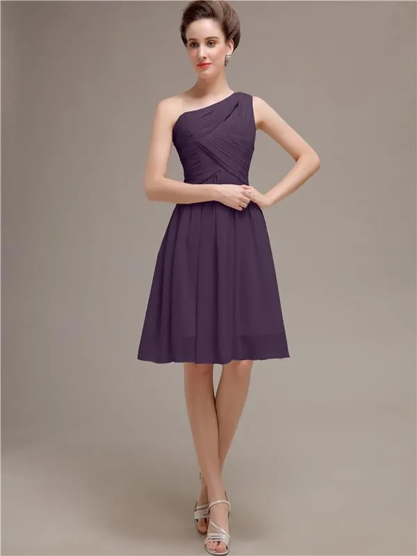 Pretty One-shoulder A-line Knee-Length Bridesmaid Dresses