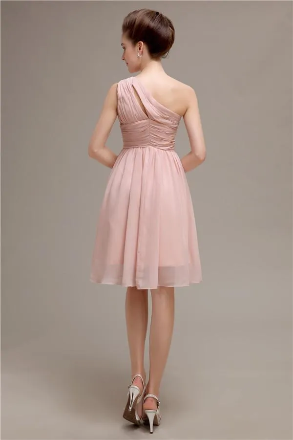 Pretty One-shoulder A-line Knee-Length Bridesmaid Dresses