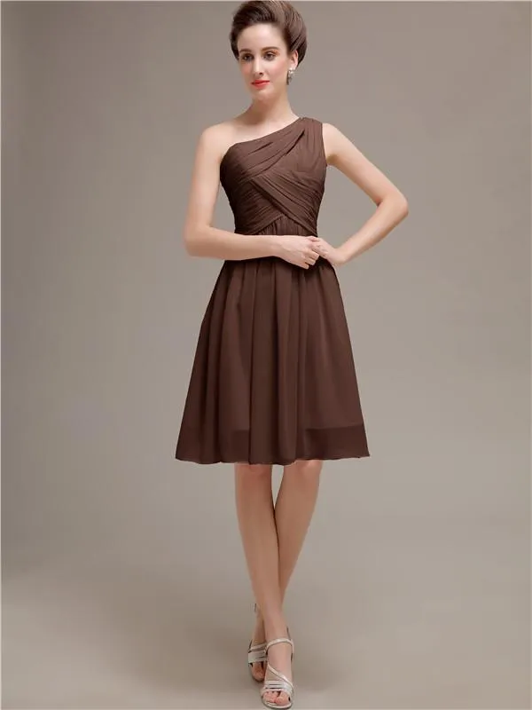 Pretty One-shoulder A-line Knee-Length Bridesmaid Dresses