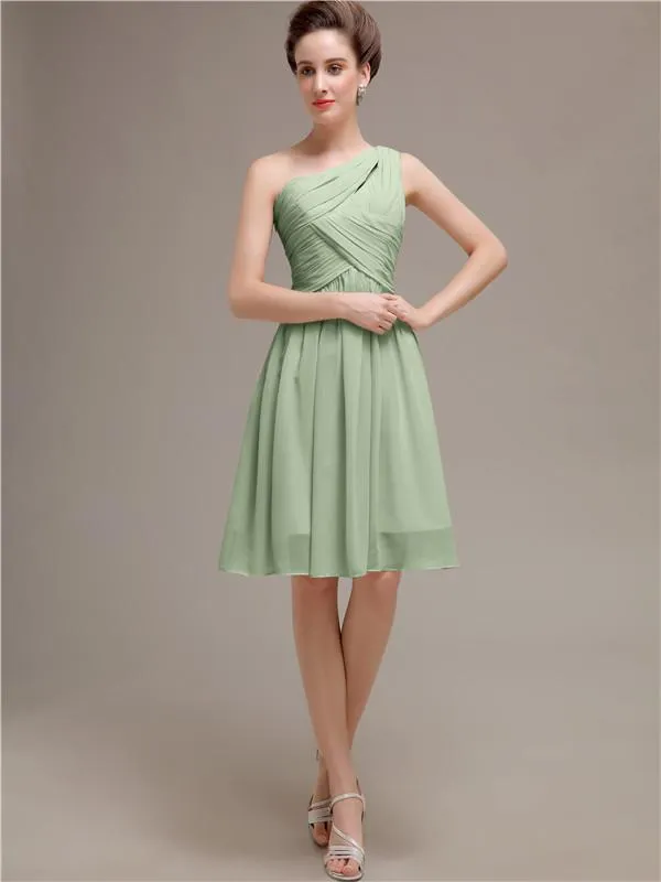 Pretty One-shoulder A-line Knee-Length Bridesmaid Dresses