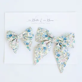 Sailor Bow Clip Or Headband / Blossoms In Blue