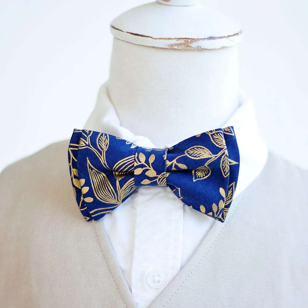 Sailor Bow Clip Or Headband / Queen Anne In Navy Metallic