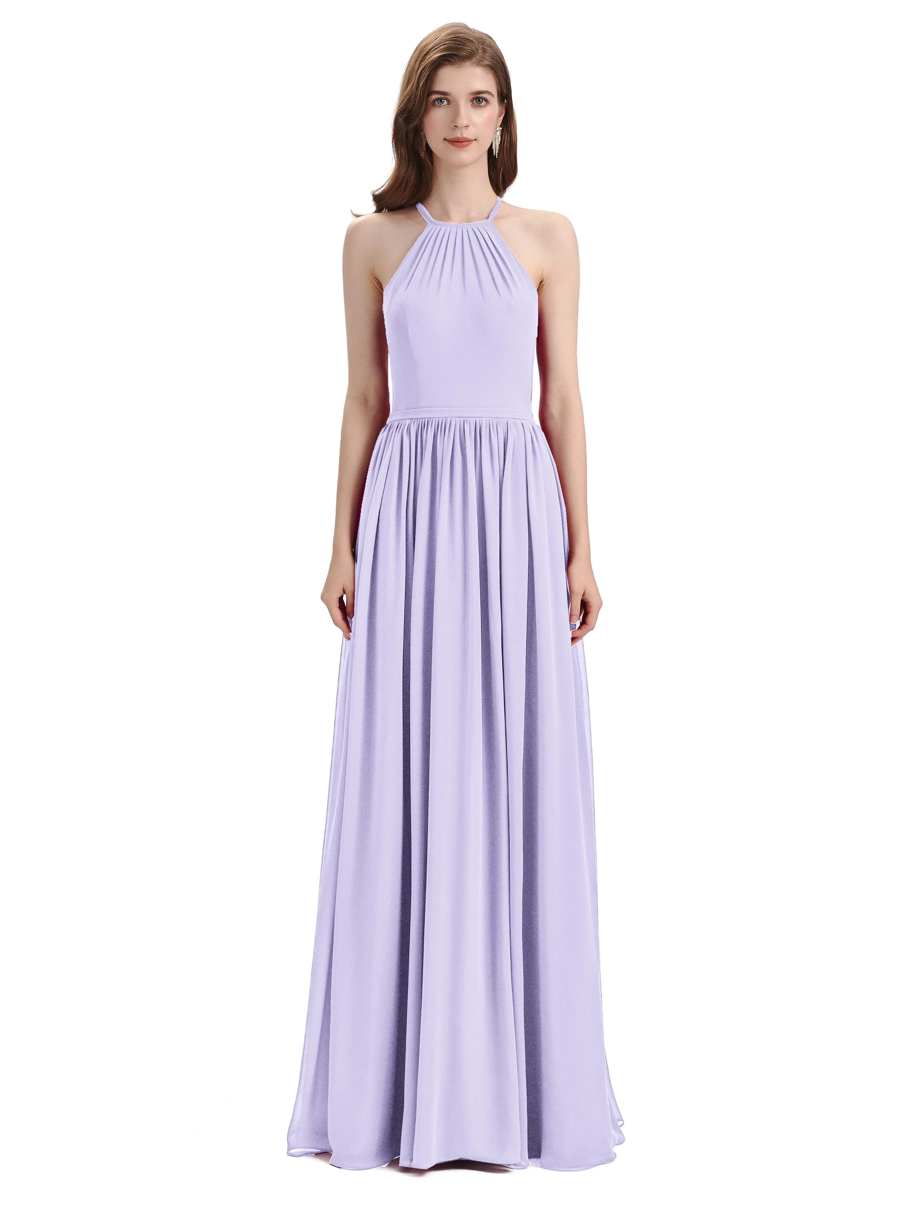 Stunning Chiffon A-line Long Cross-back Bridesmaid Dresses