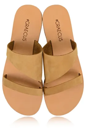 Tyche Beige Suede Leather Sandals