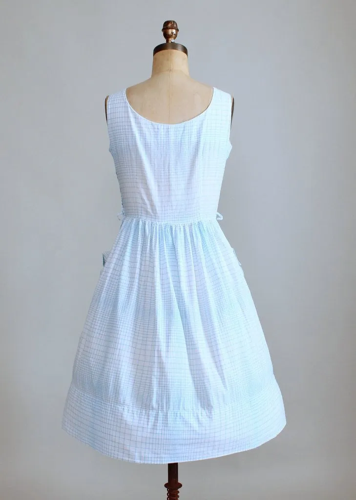 Vintage Early 1960s Graph Paper Cotton Sundress