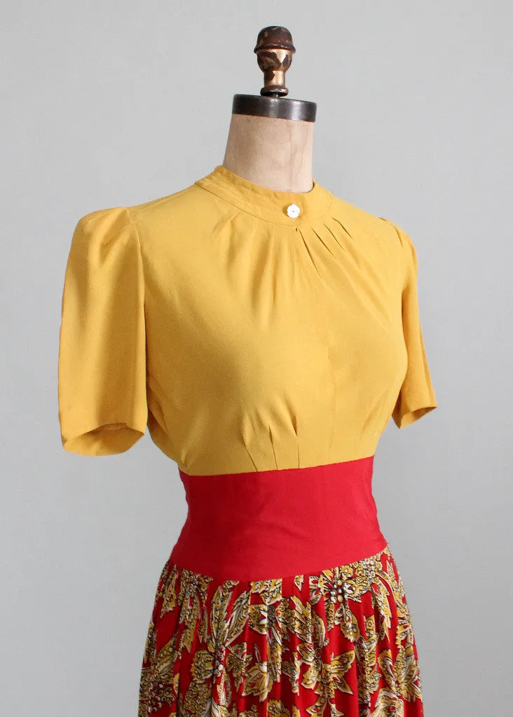 Vintage Late 1930s Carlye Rayon Dress