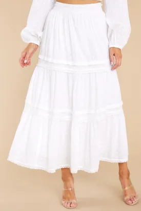 White Tiered Midi Skirt