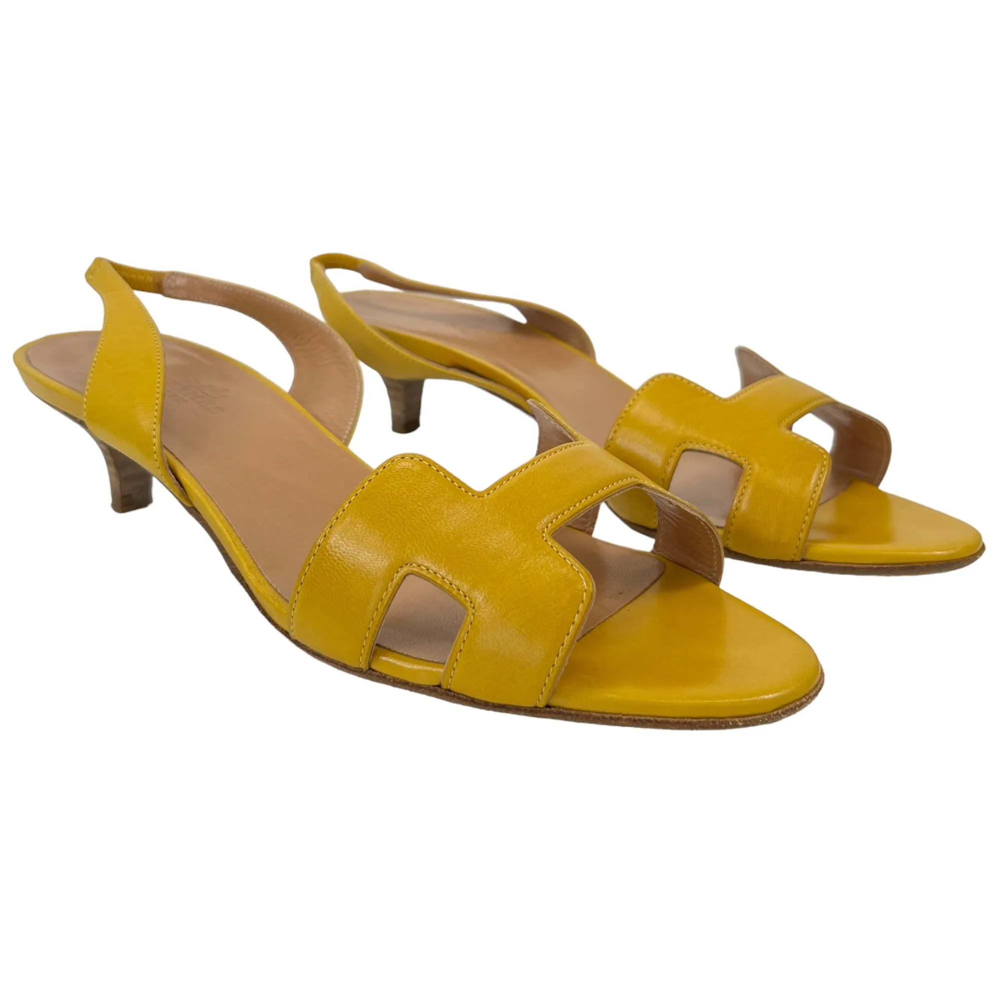 Women's Kitten Heel Sandals Yellow Size EU 38 / UK 5