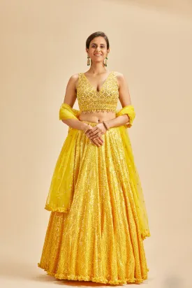 Yellow Ombre Lehenga Set